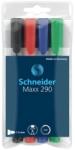 Schneider Tábla- és flipchart marker készlet, 2-3 mm, kúpos, SCHNEIDER Maxx 290, 4 különböző szín (TSC290V4) (129094)