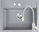 FERRO Set Chiuveta Ferro Mezzo II 1 Cuva 580 x 480 mm si Baterie Ferro Zumba cu Pipa Flexibila Gri (SETDRGM14858GABZA4S)