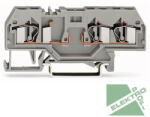 WAGO 281-610 3 vezetékes dugaszolható alapsorkapocs, DIN 35x15 és DIN 35x7.5 sínhez, 4 mm2, szürke (281-610)