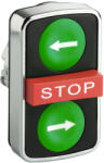 Schneider Electric Schneider ZB4BA73133 Harmony fém kettősfejű nyomógomb fej, Ø22, 1-1 zöld jobb/bal nyíl, piros , STOP (ZB4BA73133)