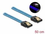 Delock Cablu SATA III 6 Gb/s UV glow effect 50cm Albastru, Delock 82130 (82130)