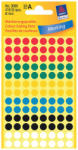 Avery Zweckform 8*8 mm-es Avery Zweckform öntapadó íves etikett címke, vegyes színű (4 ív/doboz), normál ragasztóval (3090) - dunasp