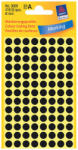 Avery Zweckform 8*8 mm-es Avery Zweckform öntapadó íves etikett címke, fekete színű (4 ív/doboz), normál ragasztóval (3009) - dunasp