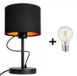 Glimex Abazur asztali/éjjeli lámpa fekete 1x E27 + ajándék LED izzó (GA0068)