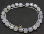  Colier Acvamarin Rotund Fatetat si Calcedonie Patrata - 7-10 x 5-9 mm - Accesorii GF
