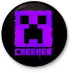 printfashion Minecraft creeper lila - Kitűző, hűtőmágnes - Fekete (3058473)