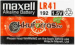Maxell LR41 192 AG3 L736 alkáli gombelem (Maxell-192-10BP)