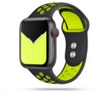 Apple Watch Series 4/5/6/7/8/9/Ultra/SE (42/44/45/49 mm) okosóra szíj - TECH-PROTECT SOFTBAND Fekete/Lime szilikon szíj
