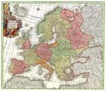 HM Európa falitérkép antikolt MH. Európa 1729. 68x62 cm