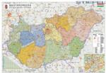 Stiefel Magyarország falitérkép S. 140x100, Magyarország közigazgatása és közlekedése falitérkép fémléccel 2025