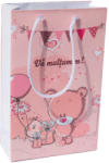 Paper Craft SET 10 pungi de cadou medie pentru botez cu model roz