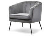 VOX bútor ESTER kagylófotel, szürke velvet-fekete