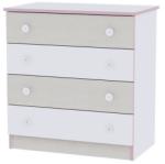 Lorelli - Comoda lemn , 4 sertare , White Pink Crossline (1017007 0032A)