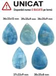  Pandantiv / Cabochon Acvamarin Picatura cu Gaura - 36-39 x 23-25 x 8-12 mm - 1 Buc