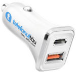 telefonultău Incarcator auto QuickCharge, 18W, 2xUSB (USB-C + USB 3.0), 4A, White