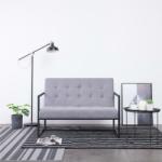 vidaXL Canapea cu 2 locuri și brațe gri deschis oțel & material textil (282161) Canapea