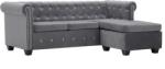 vidaXL Canapea Chesterfield, formă L, catifea, 199 x 142 x 72 cm, gri (247145) Canapea