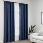 vidaXL Draperii opace aspect in, cârlige, 2 buc. , albastru, 140x245 cm (321182)