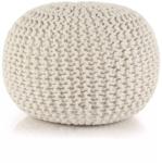 vidaXL Puf tricotat manual, bumbac, 50 x 35 cm, alb (245072) Canapea