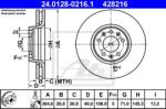 ATE Disc frana ATE 24.0128-0216.1 (24.0128-0216.1) - automobilus