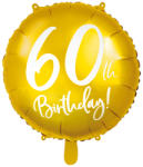 PartyDeco S. r. o 60. Évszámos lufi, fólia, arany, happy b, 18"/45cm