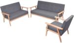 vidaXL Set canapea din 3 piese, material textil, gri închis (274926) Canapea