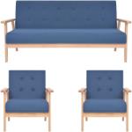 vidaXL Set de canapele, 3 piese, albastru, material textil (279146) Canapea