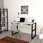 Puqa Design Zakkum fehér-fekete íróasztal 120 x 95, 8 x 55 cm (835PUQ3829)