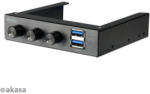 Akasa - Ventilátor szabályzó FC06 V2 3.5" 3 csatornás Fekete + 2x USB 3.0 Port (AK-FC-06U3BK) (AK-FC-06U3BK)