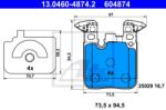 ATE set placute frana, frana disc ATE 13.0460-4874.2 (13.0460-4874.2)