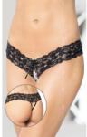 SoftLine alul nyitott fekete csipke tanga széles csipke csípőpánttal M/L - csabits - 2 687 Ft