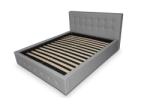 Pat tapitat Hans, piele ecologica, cu somiera fixa, 140x200, Culoare Gri, Ortopedicus