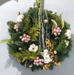 ImodFlowers Coroniță de Crăciun cu Flori de Bumbac