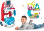 Smoby Set cărucior electronic medical Medical Smoby şi bancă şcolară cu spaţiu de depozitare şi tablă cu două feţe (SM340202-9)