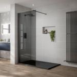 Balneum Walk-In zuhanyfal fekete profillal füst üveggel 100x200cm (BL-101-100B)