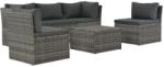 vidaXL Set mobilier de grădină cu perne, 4 piese, gri, poliratan (44723)