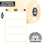 Tezeko 60 mm * 20 mm-es 1 pályás műanyag biztonsági etikett címke (2000 címke/tekercs, 40 mm-es belső mag) (M0600002000-007)