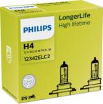 Philips Set 2 becuri incandescente PHILIPS Longer Life H4 12V 12342ELC2