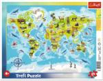 Trefl Világtérkép állatokkal keretes puzzle 25 db-os (31340)