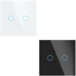 Widjit Intrerupator touch inteligent WiFi, fara Null, din sticla securizata, Tuya, 10A, 600W - Negru (JR-SEU02B)