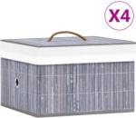 vidaXL Cutii de depozitare, 4 buc. , gri, bambus (320767)