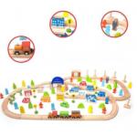 Classic World Дървено влакче с релси - 110 части - toytown