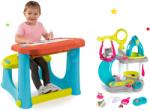 Smoby Set căsuță pentru pisicuță cu sunete Cat's House Veterinary Smoby și bancă pentru desenat și scris cu cărți de colorat (SM340400-11) Papusa