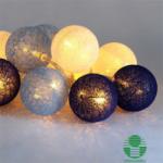 Iris Gömb alakú elemmel működő LED-es fénydekoráció - 1,5m kék és fehér (104-11)