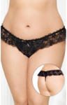 SoftLine alul nyitott szexis fekete csipke randi bugyi XL-3XL EUR: 48-56
