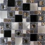 Settimo Mozaic sticla decorativ cu insertii metalice argintii 082 (MI096)