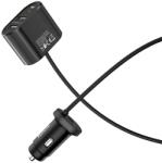 hoco. Z35 autós gyorstöltő (2xUSB port, PD gyorstöltés), max. 42W, QC, hosszabbítóval, fekete