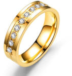 Ékszerkirály Nemesacél női karikagyűrű cirkóniumkristállyal, arany, 6-os méret (32919635056)