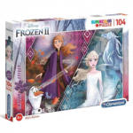 Clementoni Disney - Jégvarázs II - Anna és Elza glitteres puzzle 104 db-os (20163) (20163)