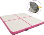 vidaXL Saltea gimnastică gonflabilă cu pompă roz 200x200x15 cm PVC (92697)